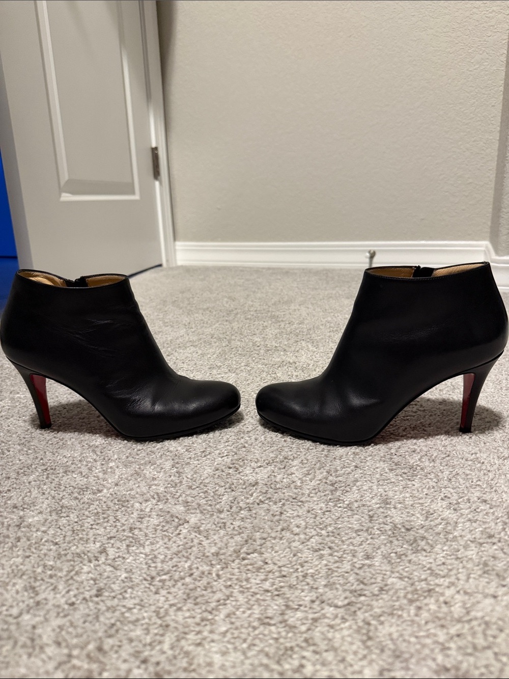 Christian Louboutin Black Leather Ankle Booties Belle